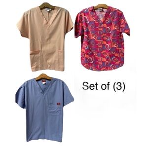 Scrub Tops Set of (3) small women’s nurses‎ uniform top (1015)